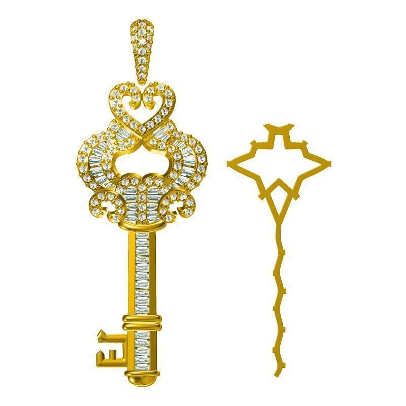 JCD Format Key shape pendant cad 3D print model_0