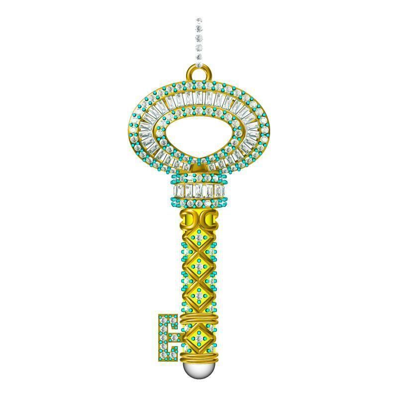 JCD Format Key shape pendant  autocad jewelry 3D print model_0