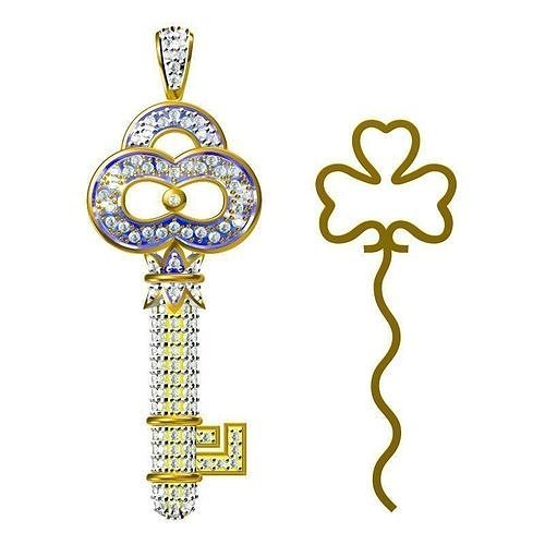 JCD Format Gold key shape pendant  cad jewellery design course 3D print model
