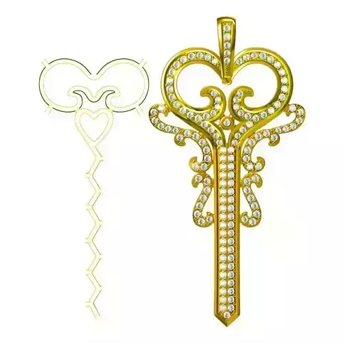 JCD Format Gold key shape pendant  3design price 3D print model