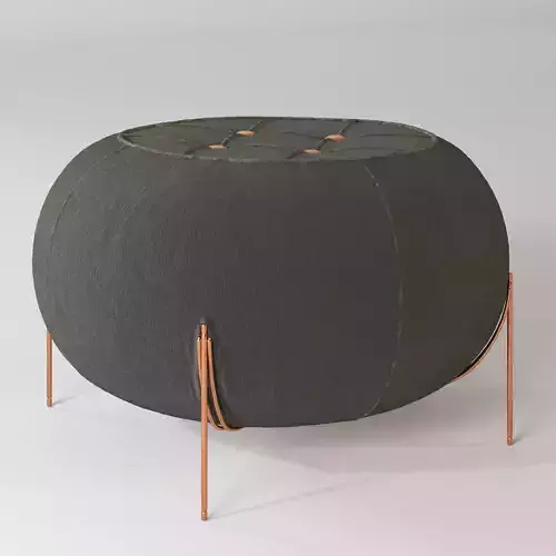 GreenPuff round ottoman with metal legs