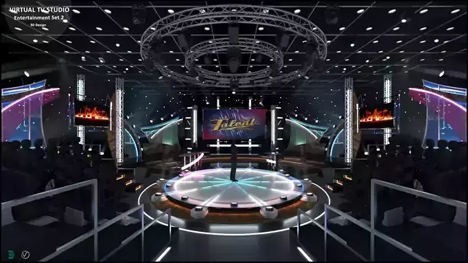 Virtual TV Studio Entertainment Set 2 3D model