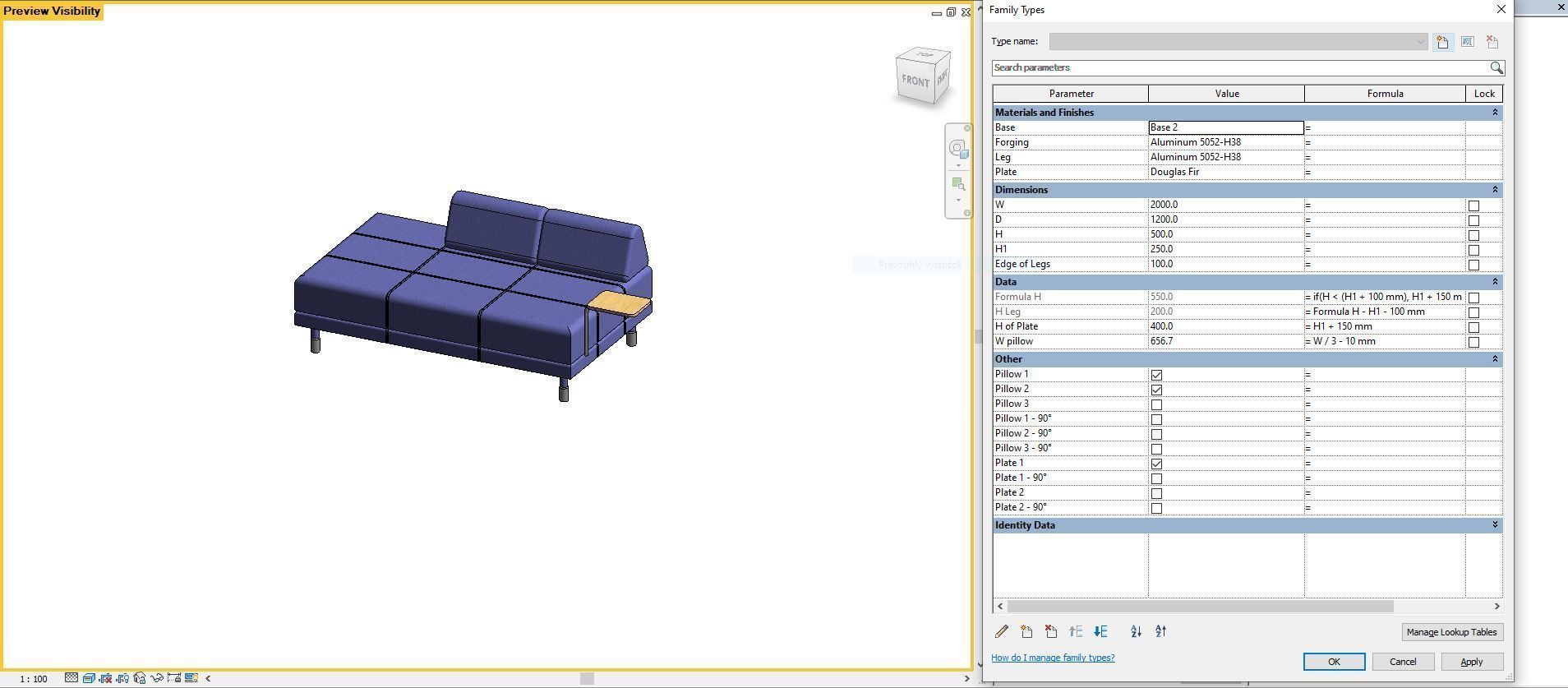 FLOTTEBO sleeper sofa - Full parametric Revit Family  Free 3D model_5
