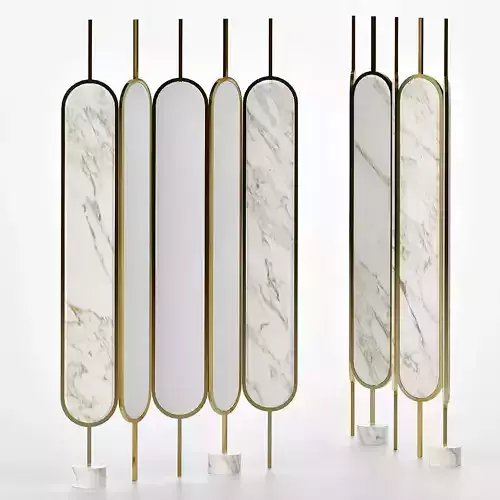 chloe four marble and brass wall sconces 3D model
