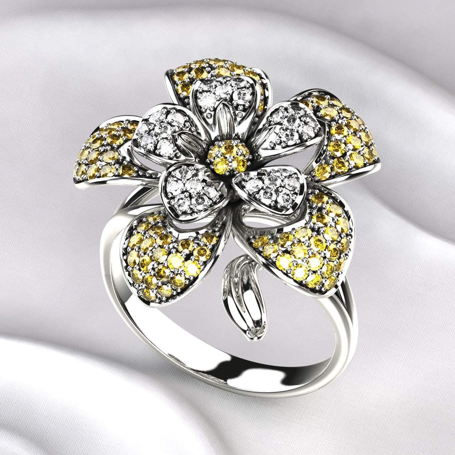 Flower Gold Ring 3D print model_4