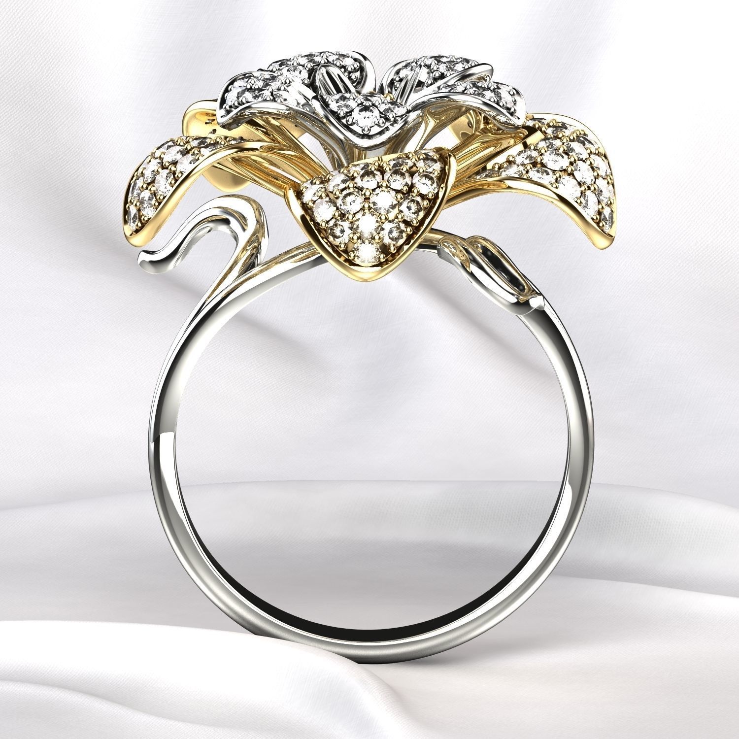 Flower Gold Ring 3D print model_8