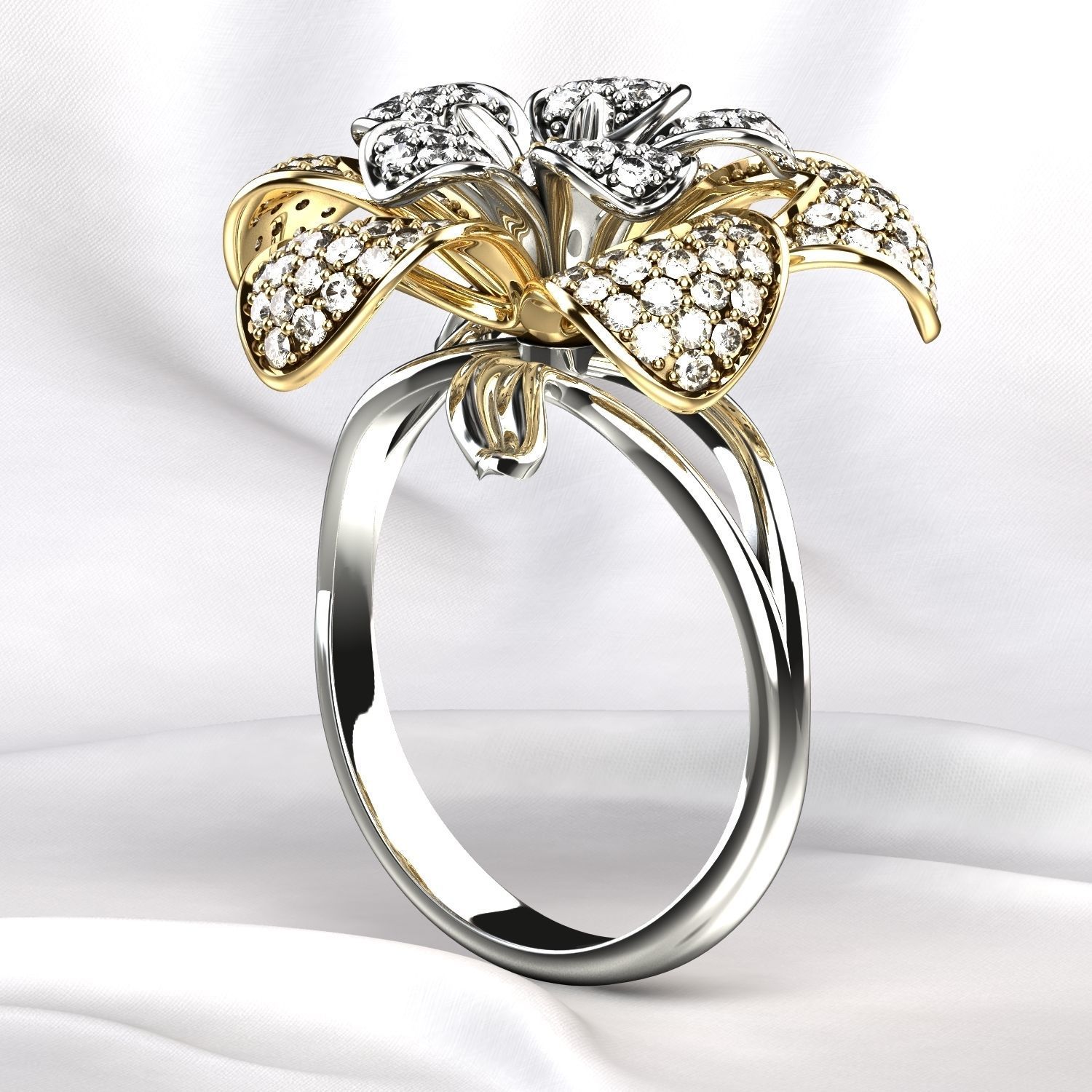 Flower Gold Ring 3D print model_9