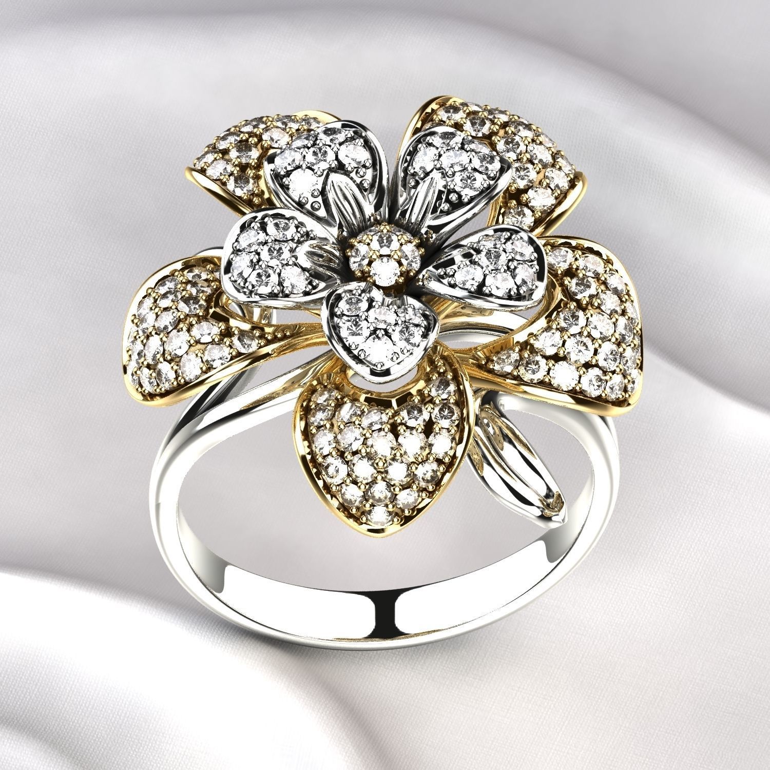Flower Gold Ring 3D print model_6