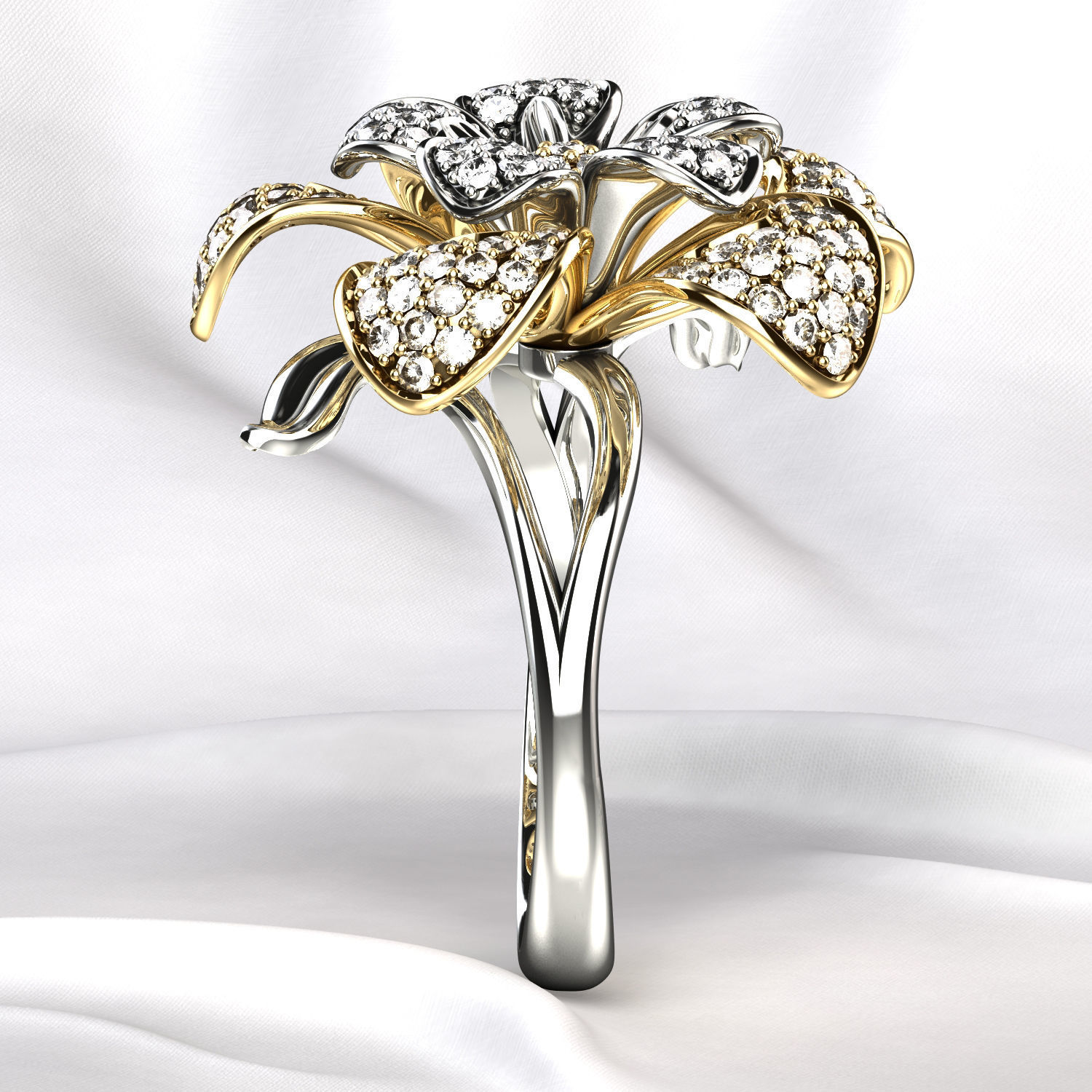 Flower Gold Ring 3D print model_10