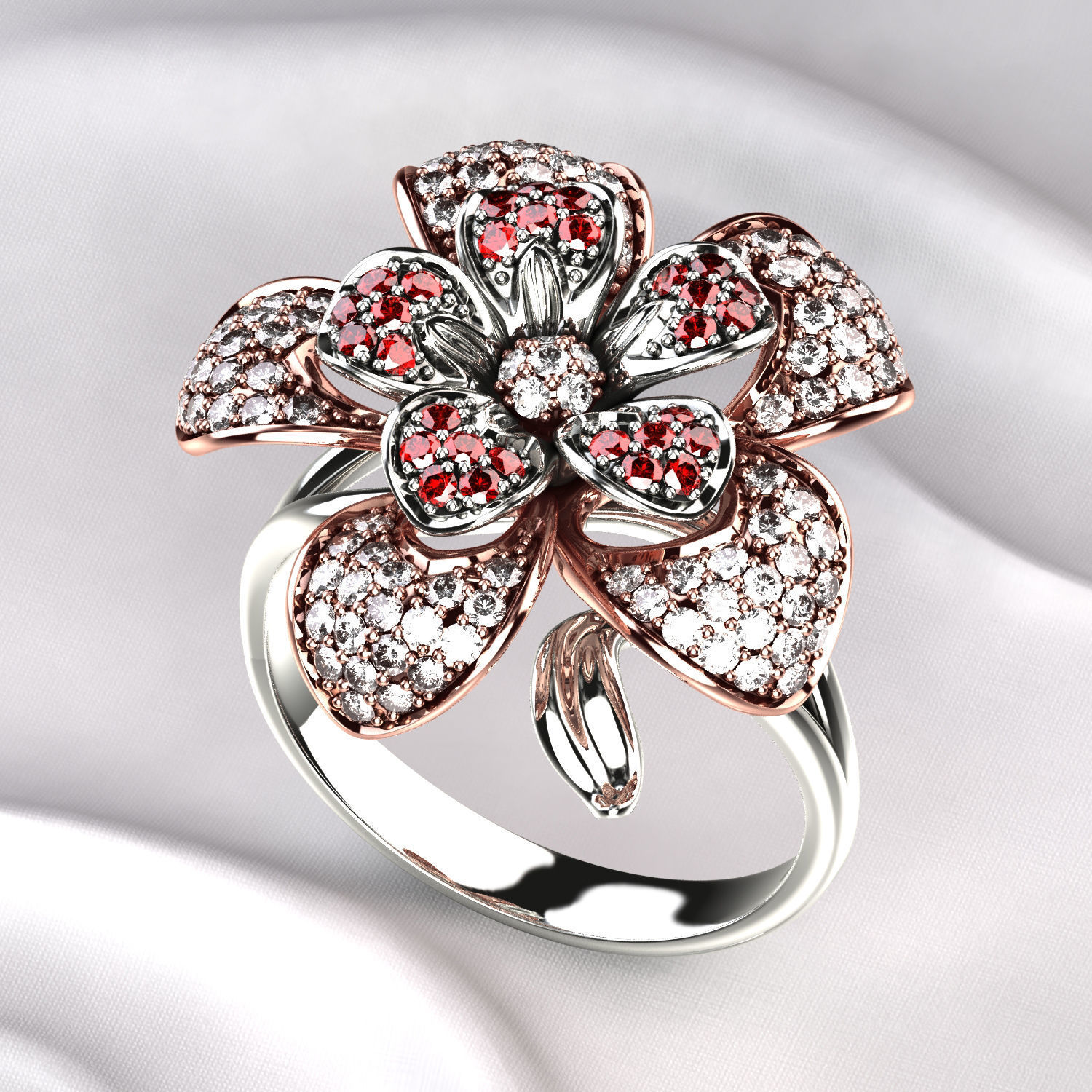 Flower Gold Ring 3D print model_3