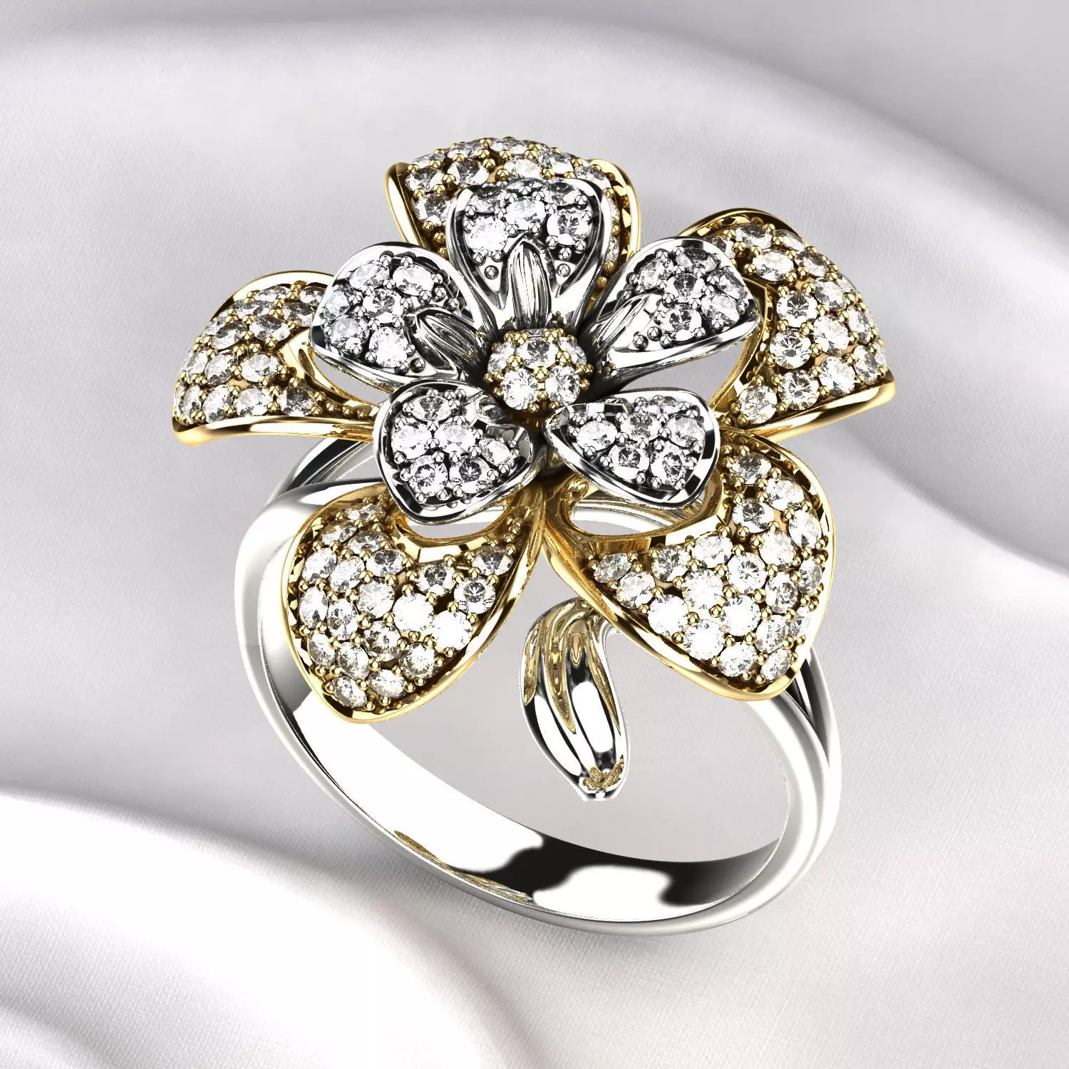 Flower Gold Ring 3D print model_0