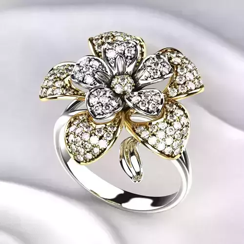 Flower Gold Ring 3D print model