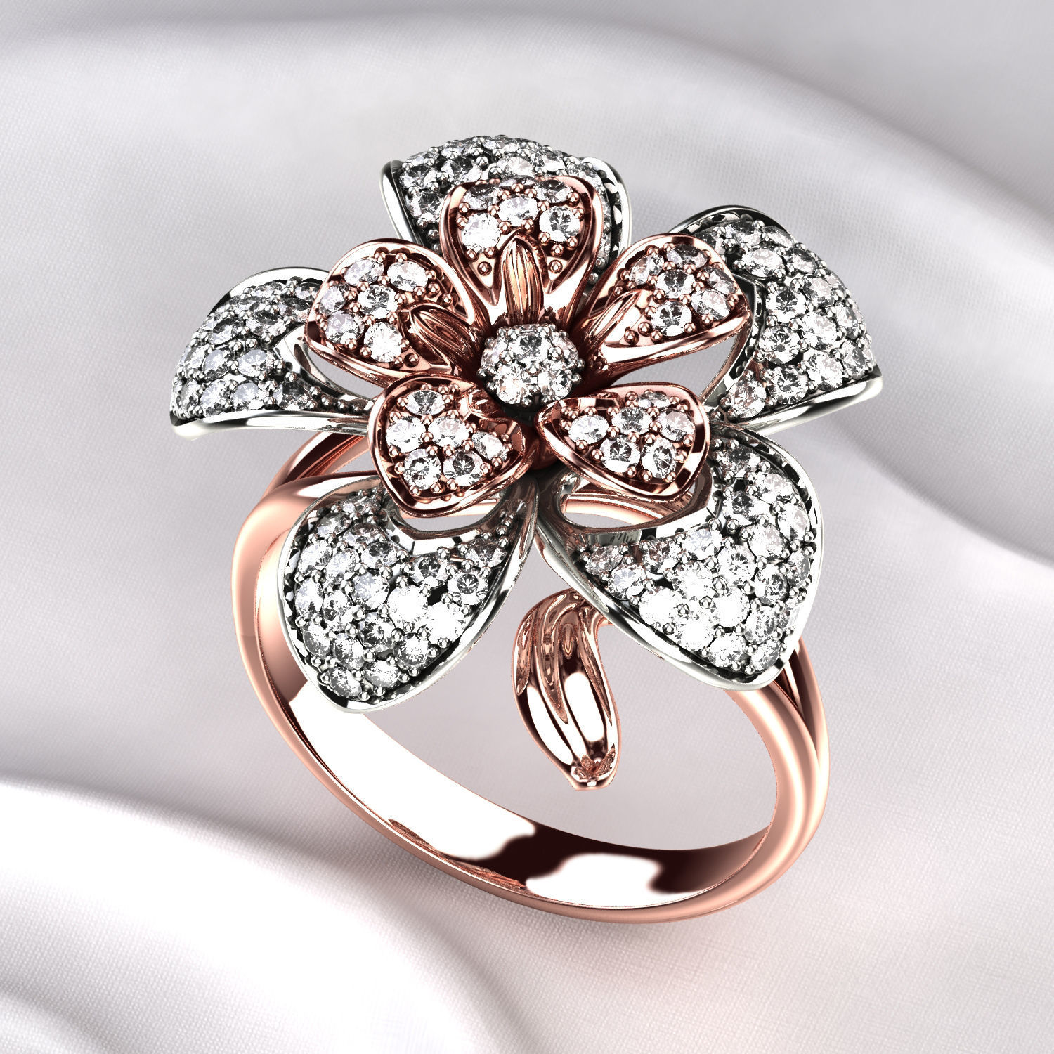 Flower Gold Ring 3D print model_2
