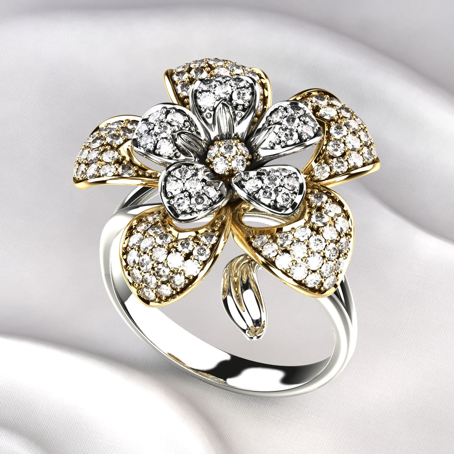 Flower Gold Ring 3D print model_1