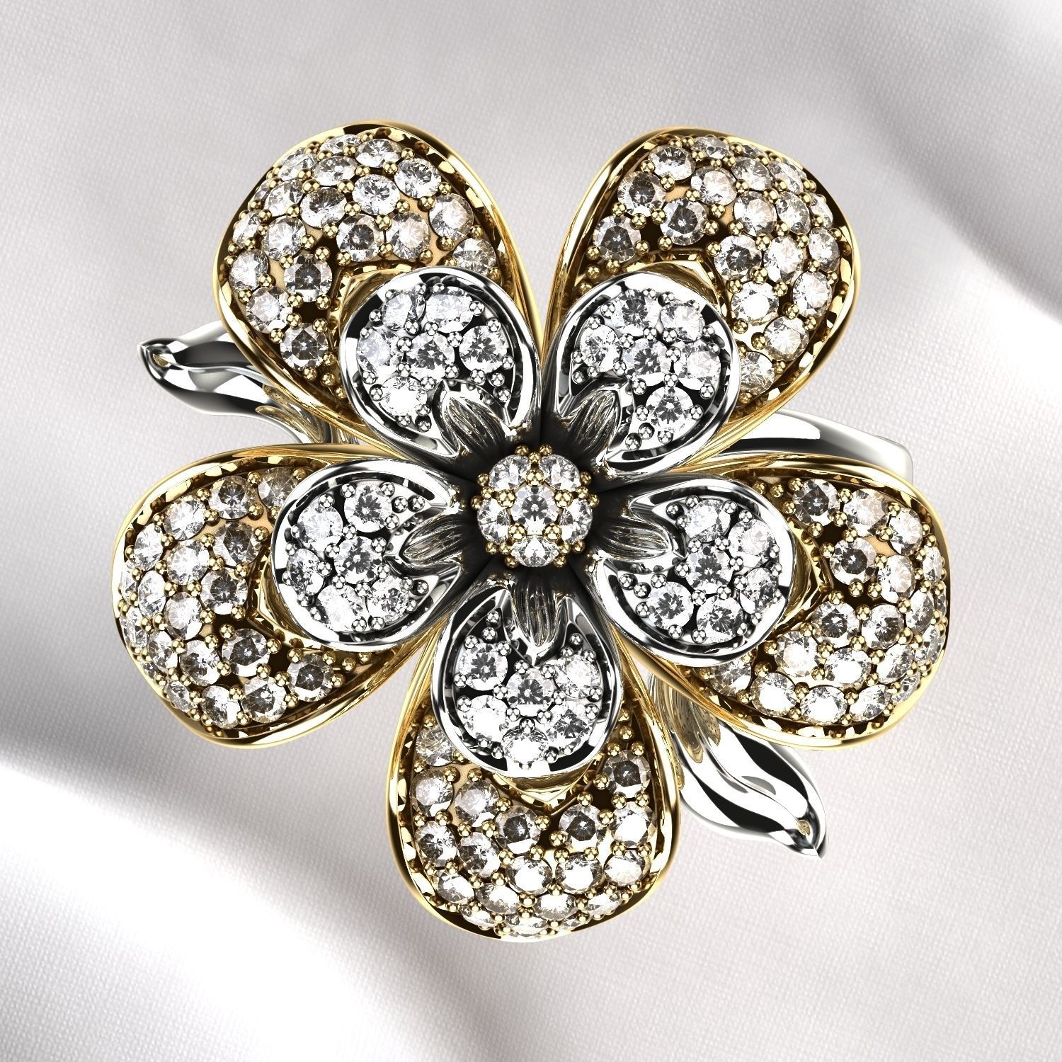 Flower Gold Ring 3D print model_7