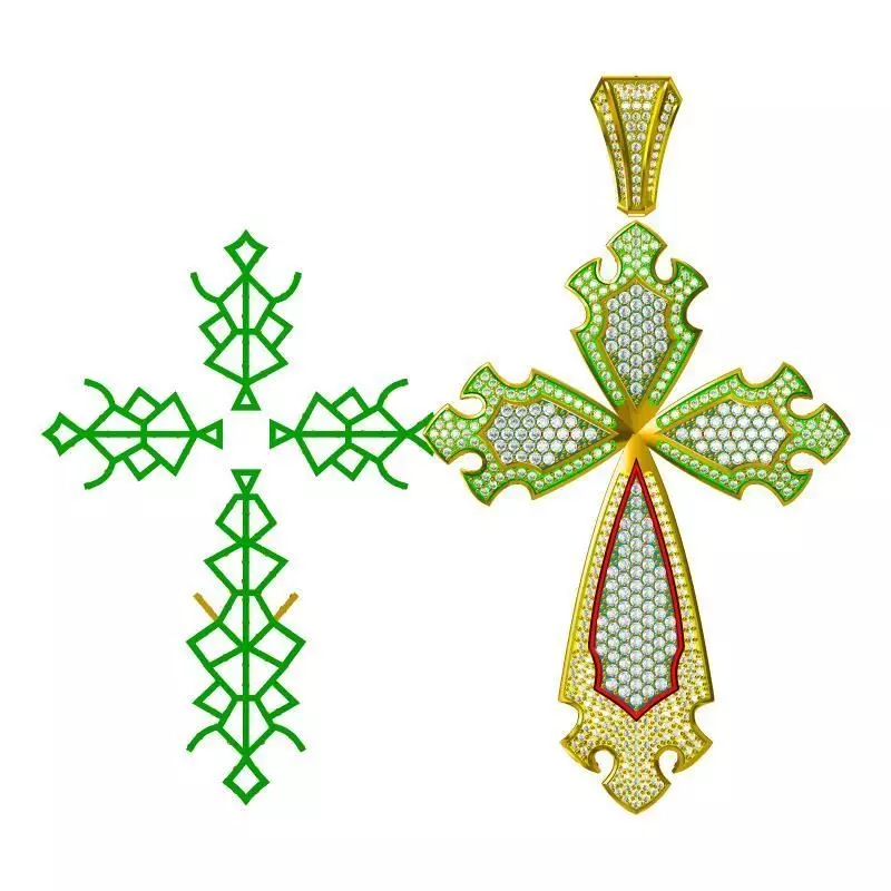 JCD Format Gold criss-cross pendant wax files jewelry 3D print model