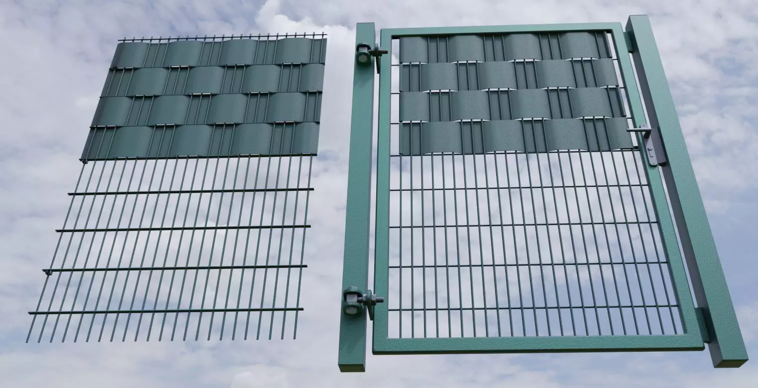 Modular Fence and Door Construction-Set Low-poly 3D model