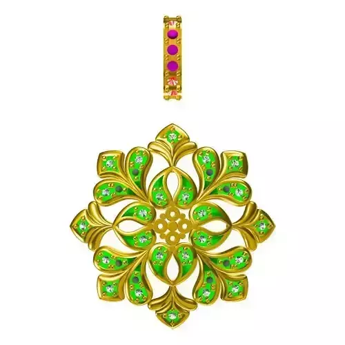 JCD Format Unique flower shape pendant jewelry cad institute