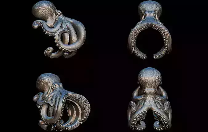Octopus ring 3D print model