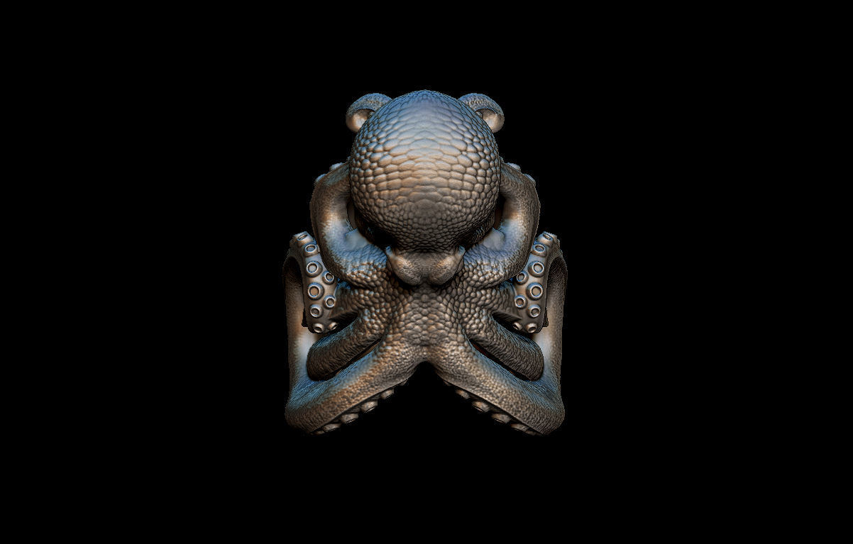Octopus ring 3D print model_7