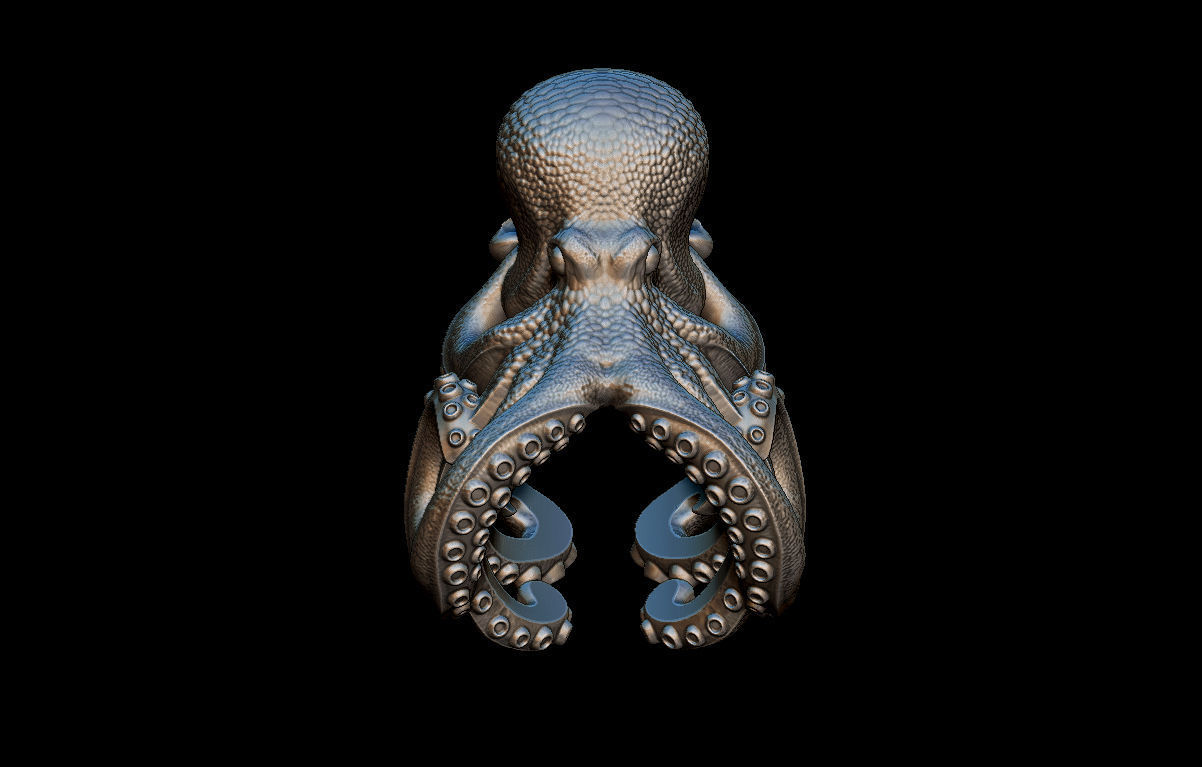 Octopus ring 3D print model_5