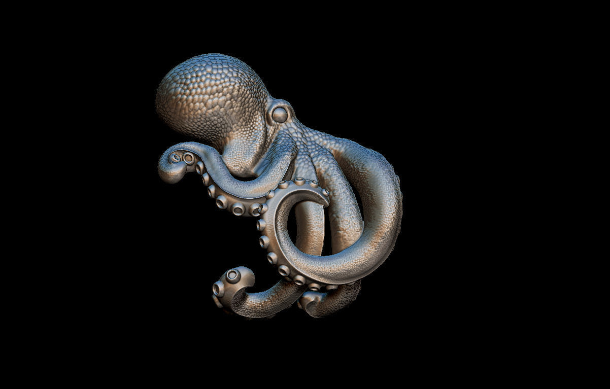 Octopus ring 3D print model_3