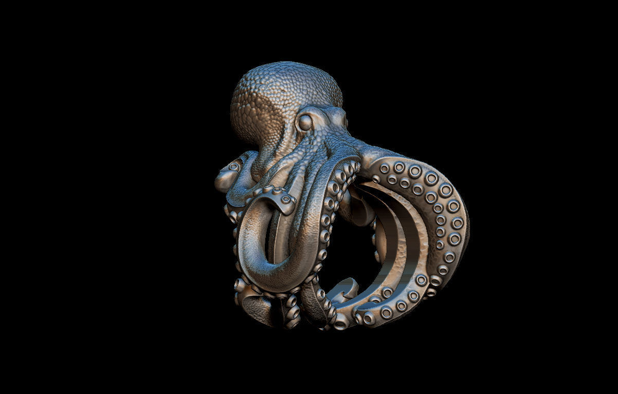 Octopus ring 3D print model_2
