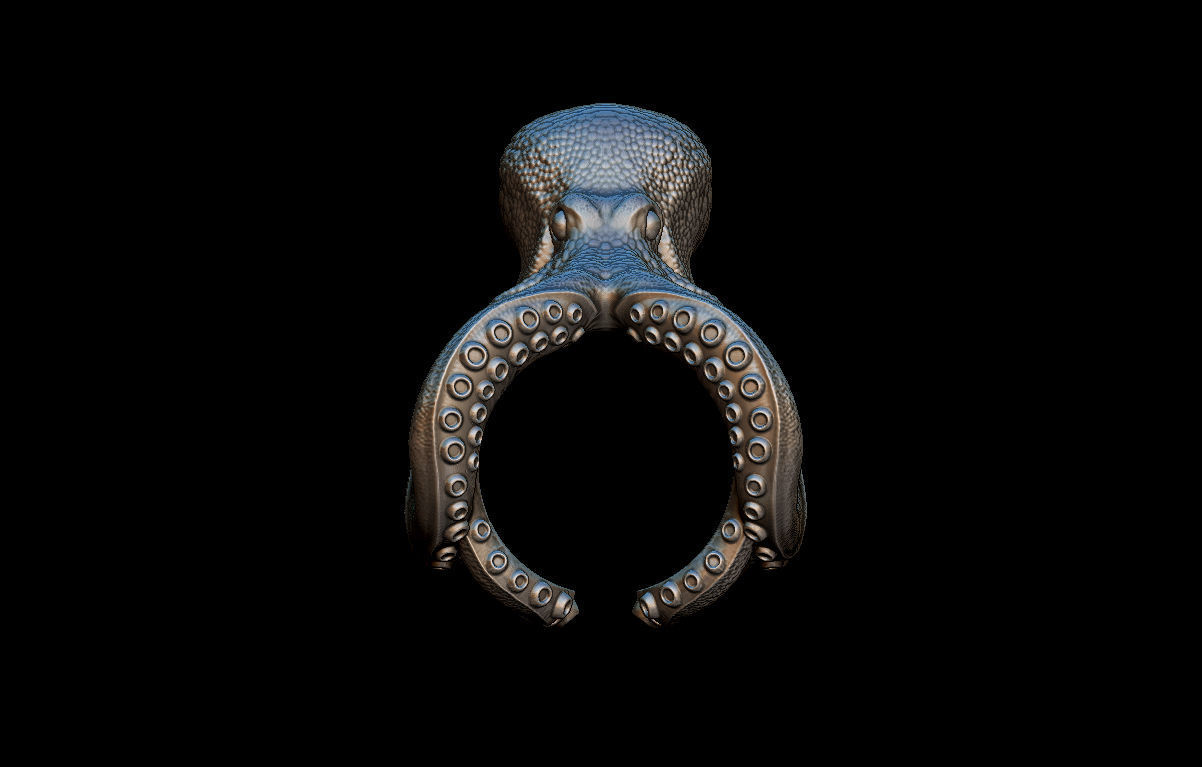 Octopus ring 3D print model_4