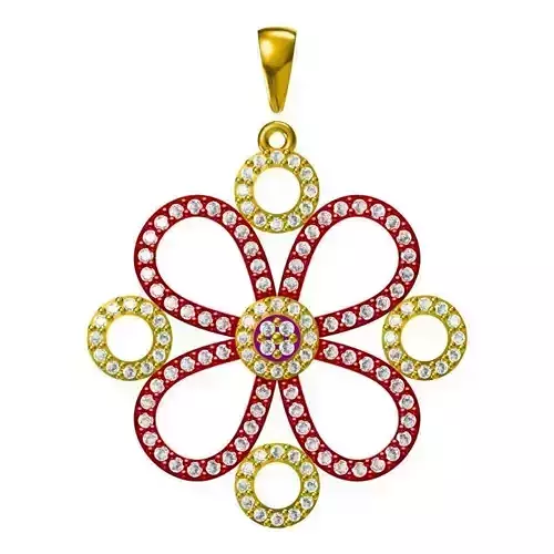 JCD Format Rose gold flower shape pendant jewelry cad programs