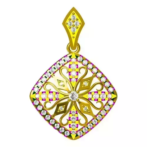 JCD Format Rose gold flower shape pendant jewelcad