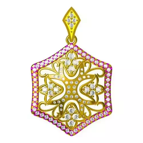 JCD Format Gold flower shape pendant jewelcad