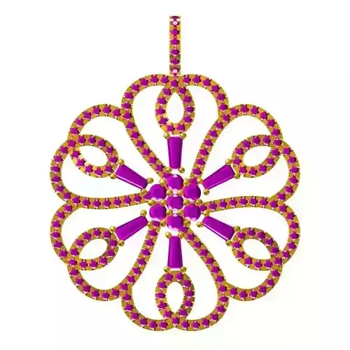 JCD Format  Diamond flower shape pendant autocad jewelry