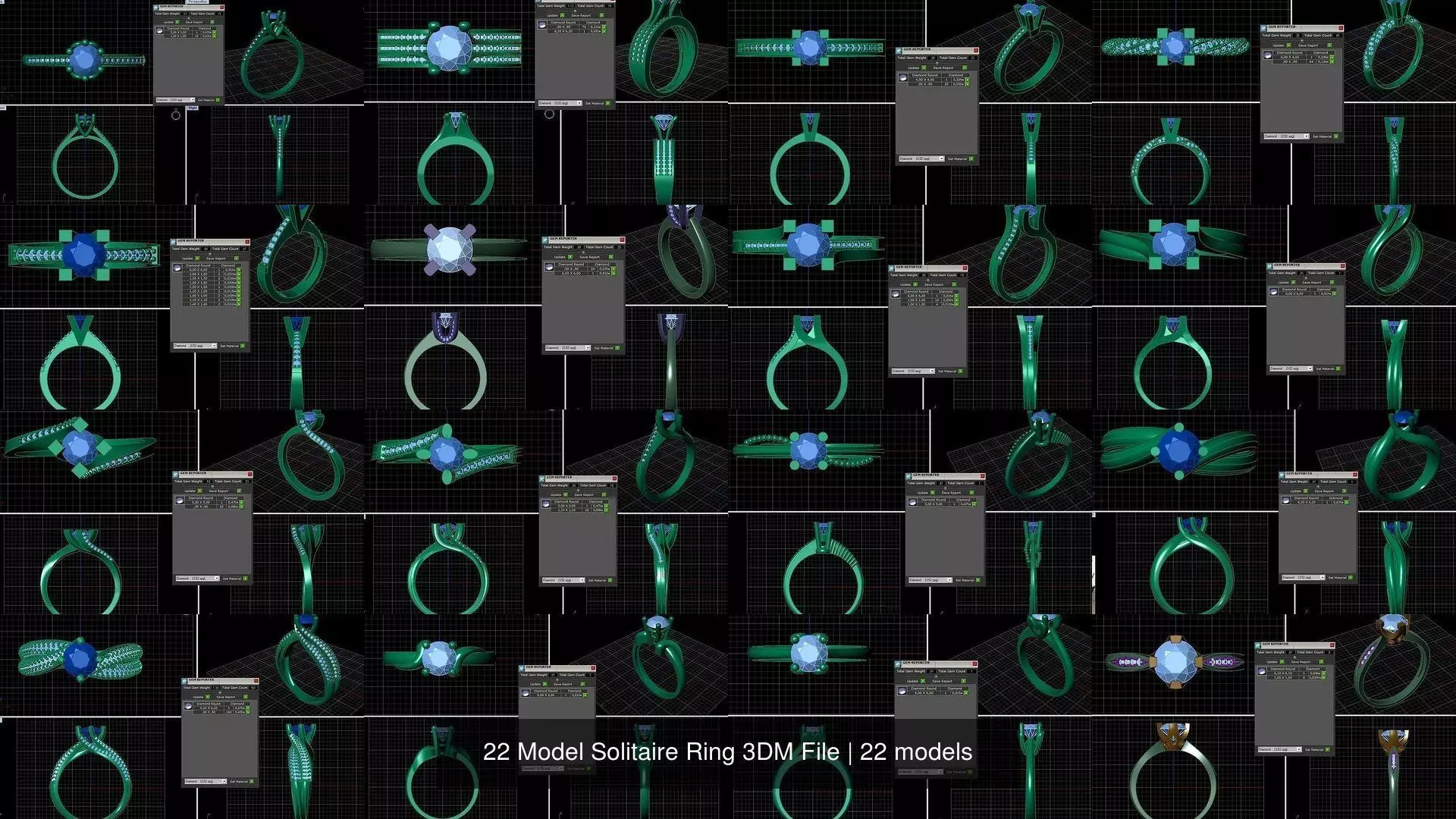 22 Model Solitaire Ring 3DM File 3D Model Collection_0
