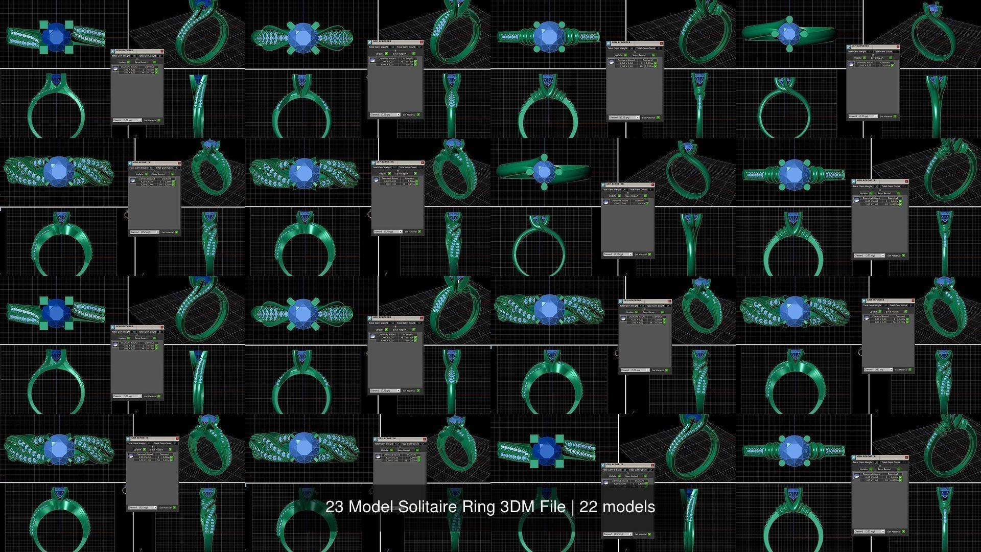 22 Model Solitaire Ring 3DM File 3D Model Collection_4