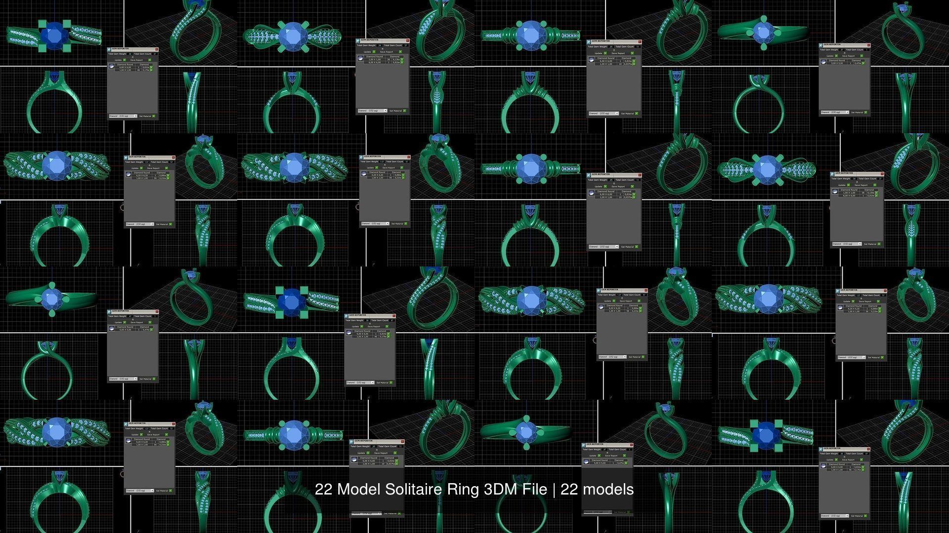 22 Model Solitaire Ring 3DM File 3D Model Collection_2