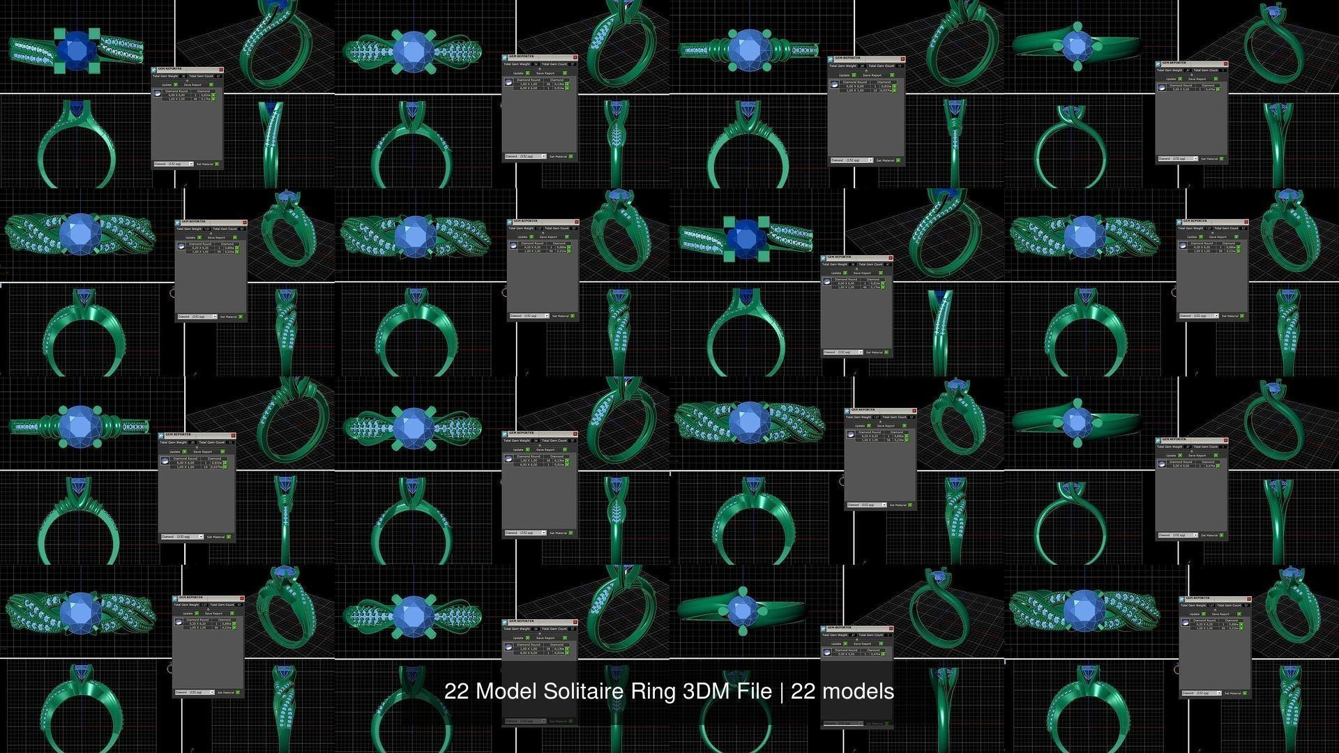 22 Model Solitaire Ring 3DM File 3D Model Collection_3