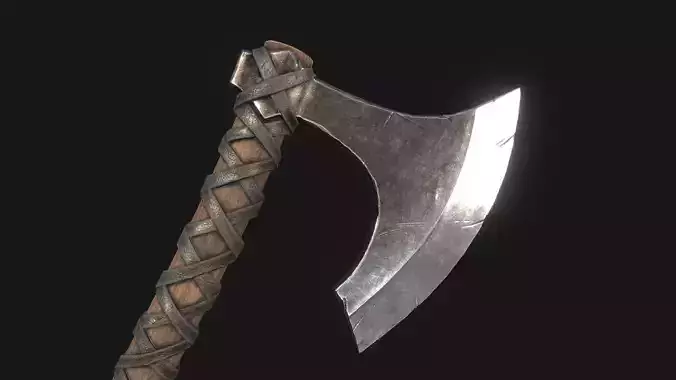 Viking Two Handed Battle Axe - Game ready low poly weapon Low-poly 3D model