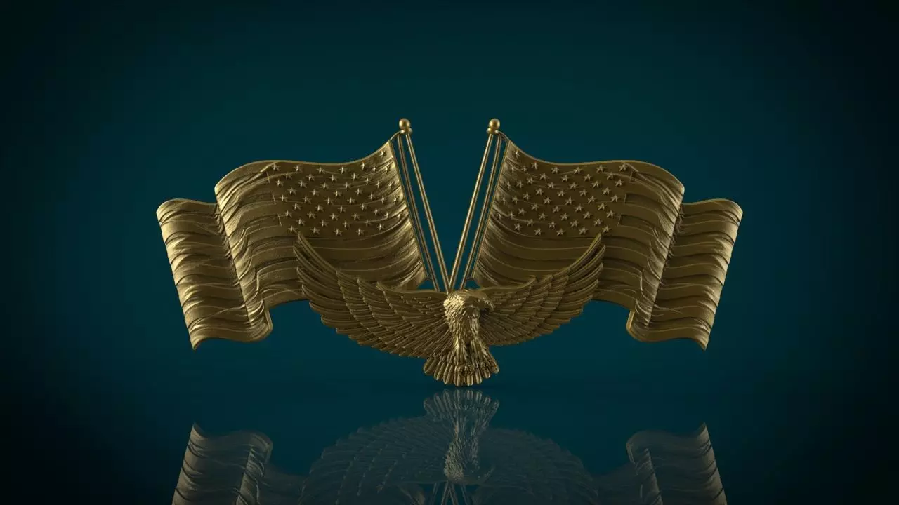 American Flag and Eagle 3D print model_3