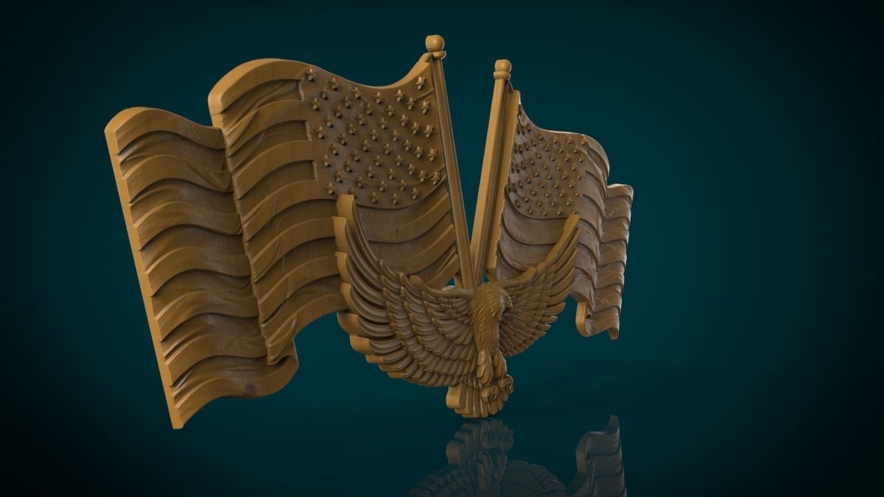 American Flag and Eagle 3D print model_5