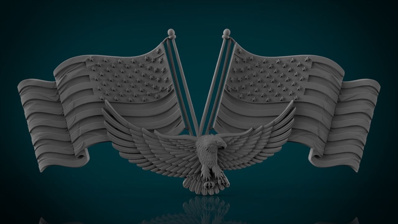 American Flag and Eagle 3D print model_4