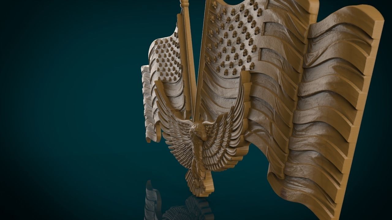 American Flag and Eagle 3D print model_6