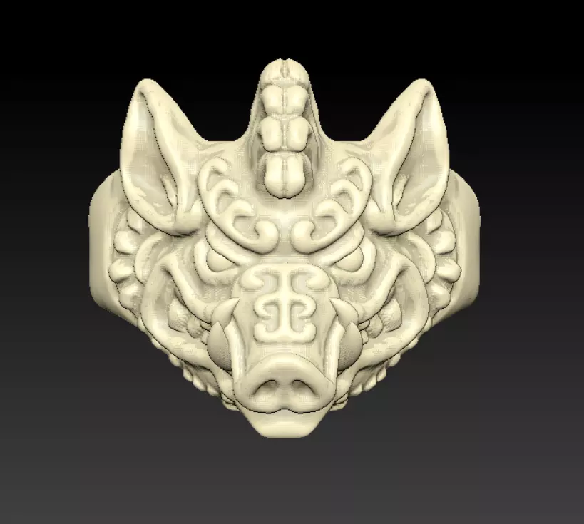 Boar Ring 3D print model_0