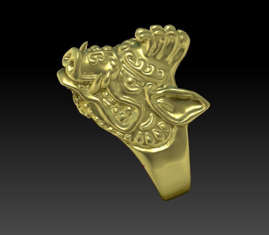 Boar Ring 3D print model_3
