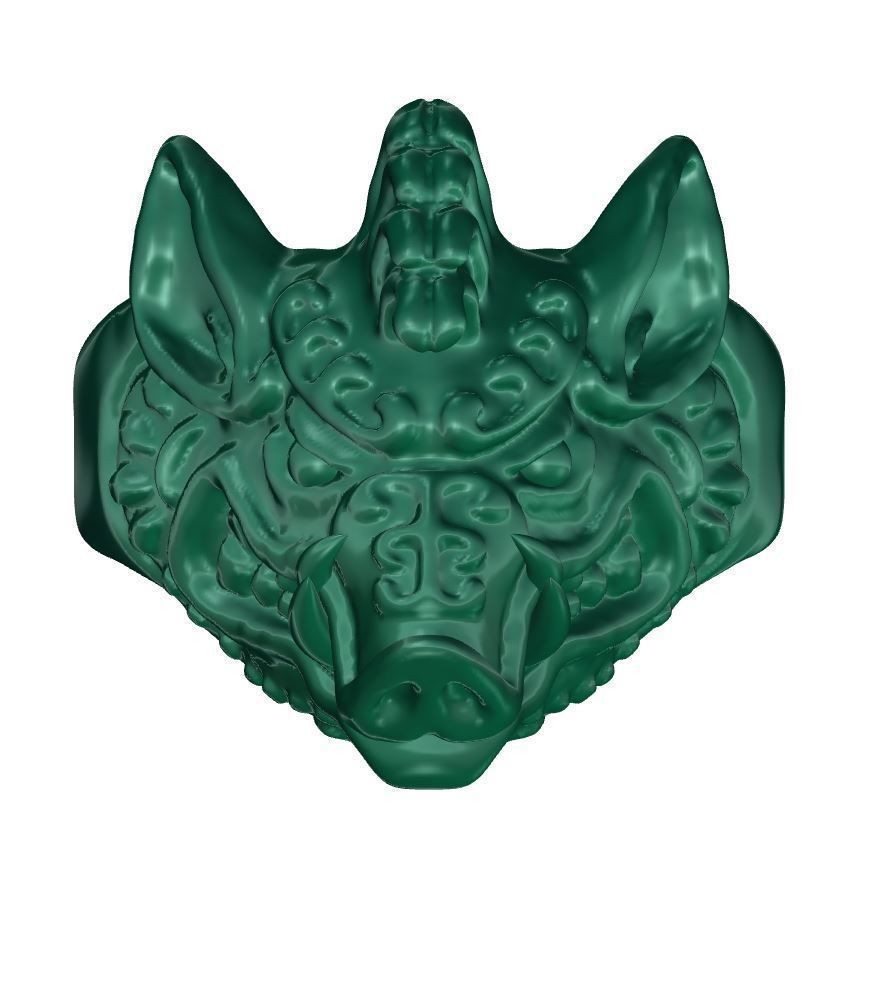 Boar Ring 3D print model_4