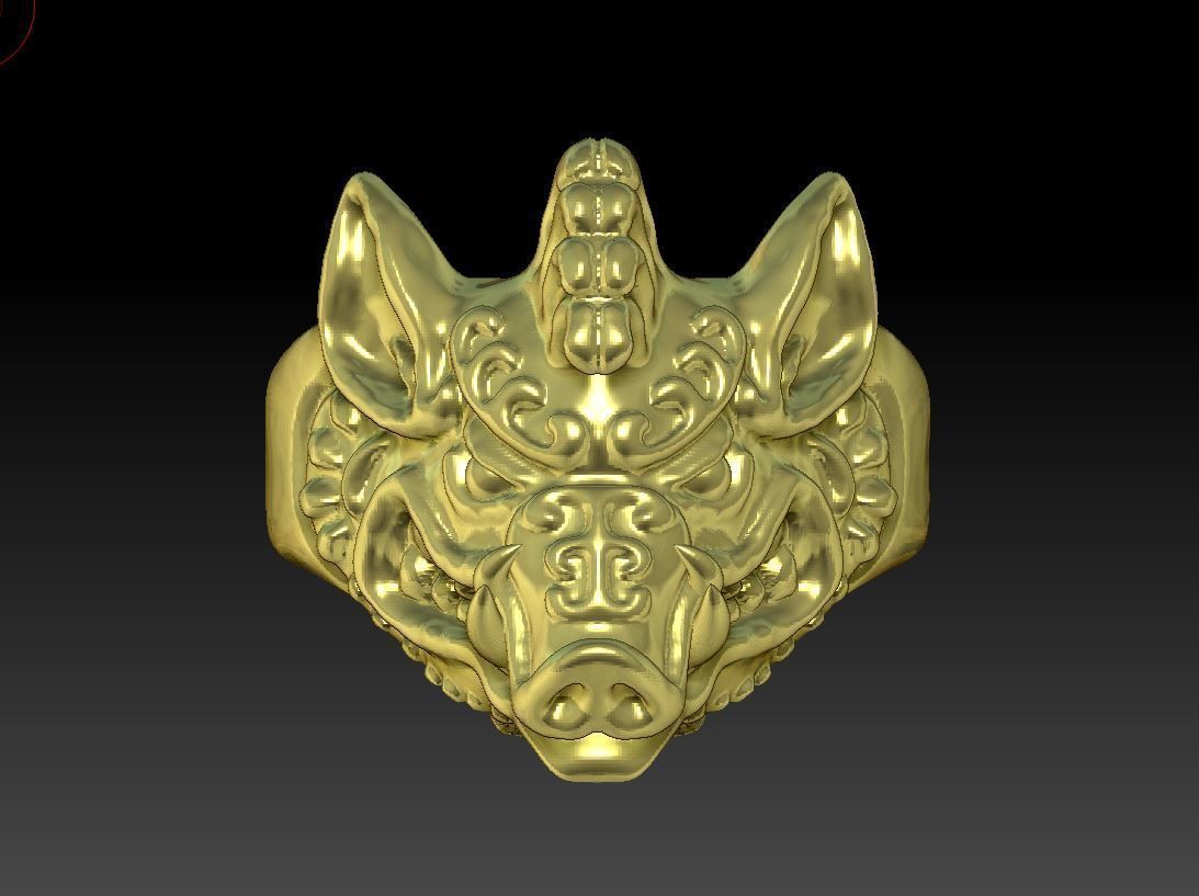 Boar Ring 3D print model_2