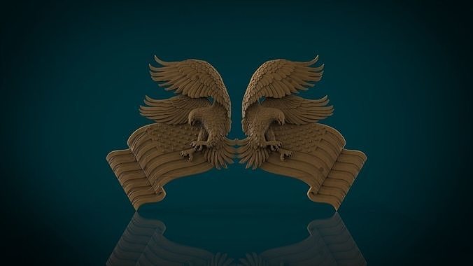 American Flag and Eagles 3D print model