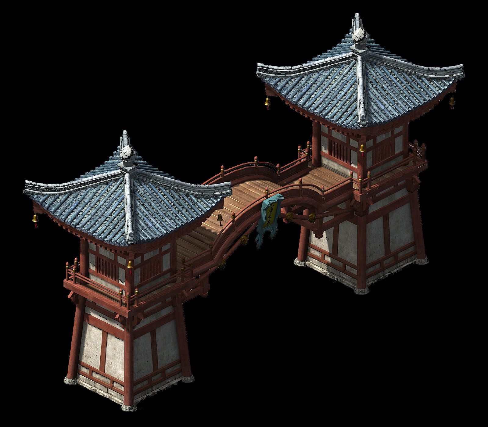 Tang Journey to the West - gatehouse 3D model_3