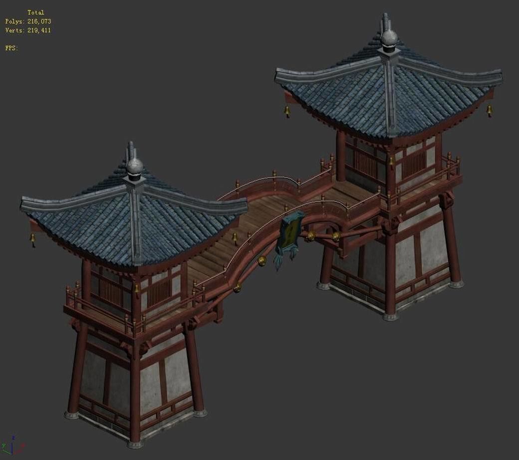 Tang Journey to the West - gatehouse 3D model_2