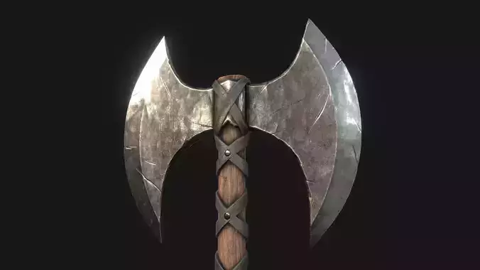 Viking Medieval  Double Bladed Two Handed Battle Axe Low-poly 3D model