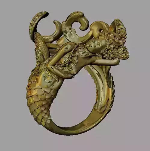 Fashion Women Mermaid Ring  Free 3D print model